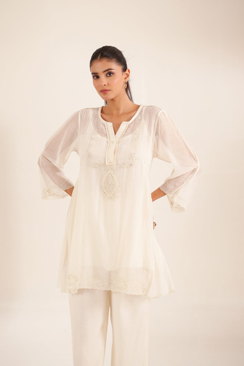 IVORY BEADED TOP AND PANT