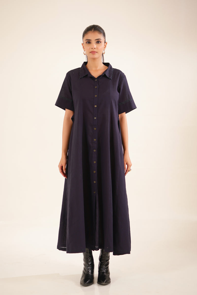 Midnight Blue Front Open Dress