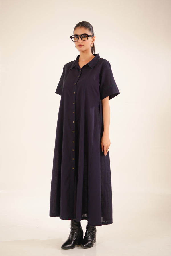 Midnight Blue Front Open Dress
