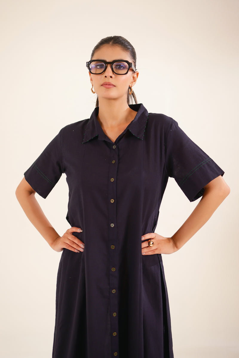 Midnight Blue Front Open Dress