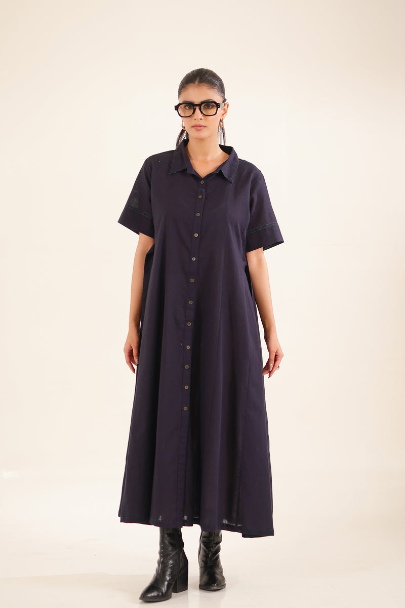 Midnight Blue Front Open Dress