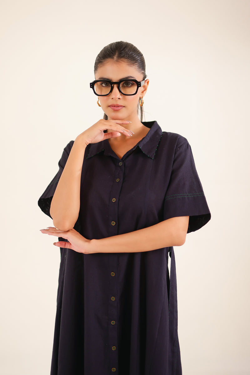 Midnight Blue Front Open Dress