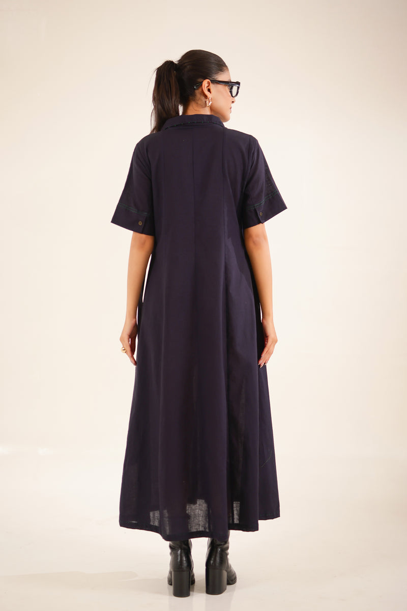 Midnight Blue Front Open Dress