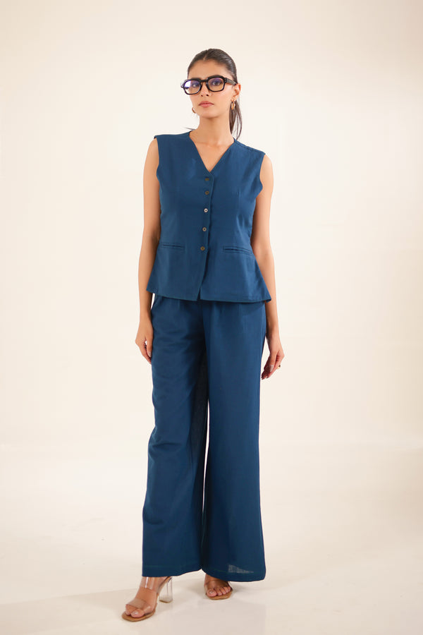Royal Blue Vest Top And palazzo