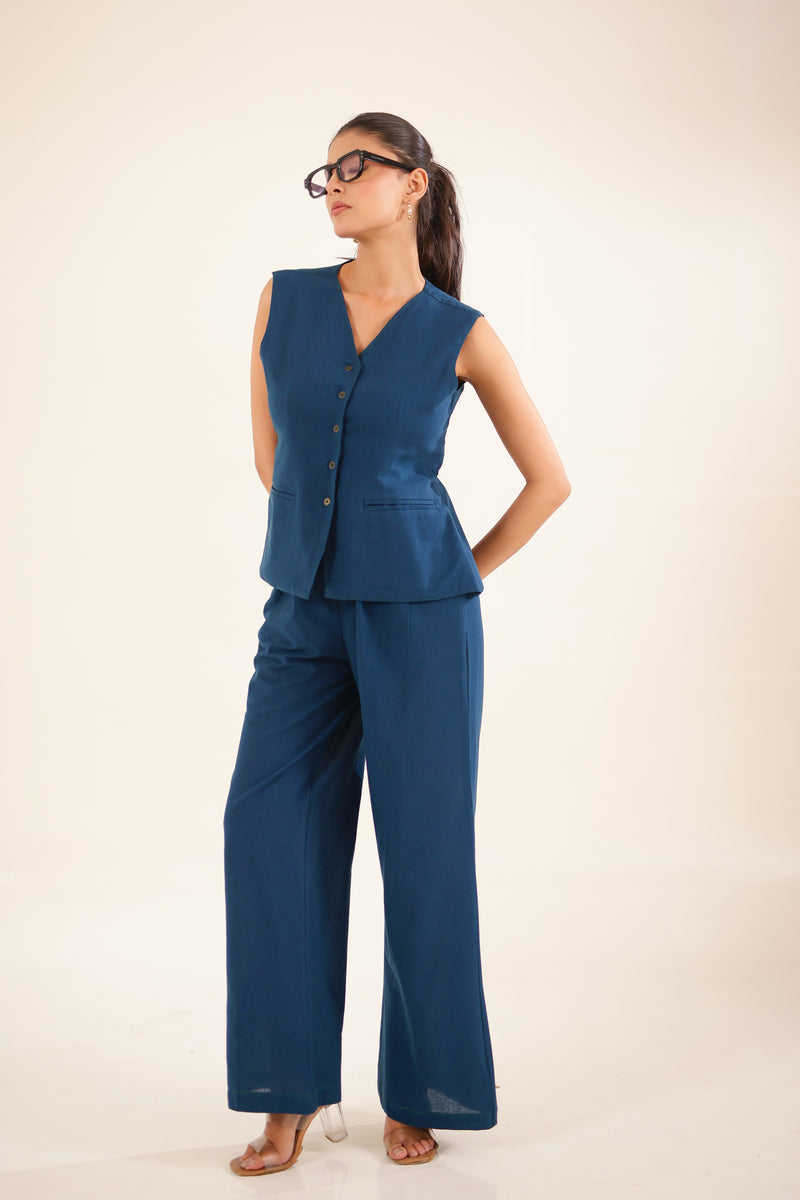 Royal Blue Vest Top And palazzo