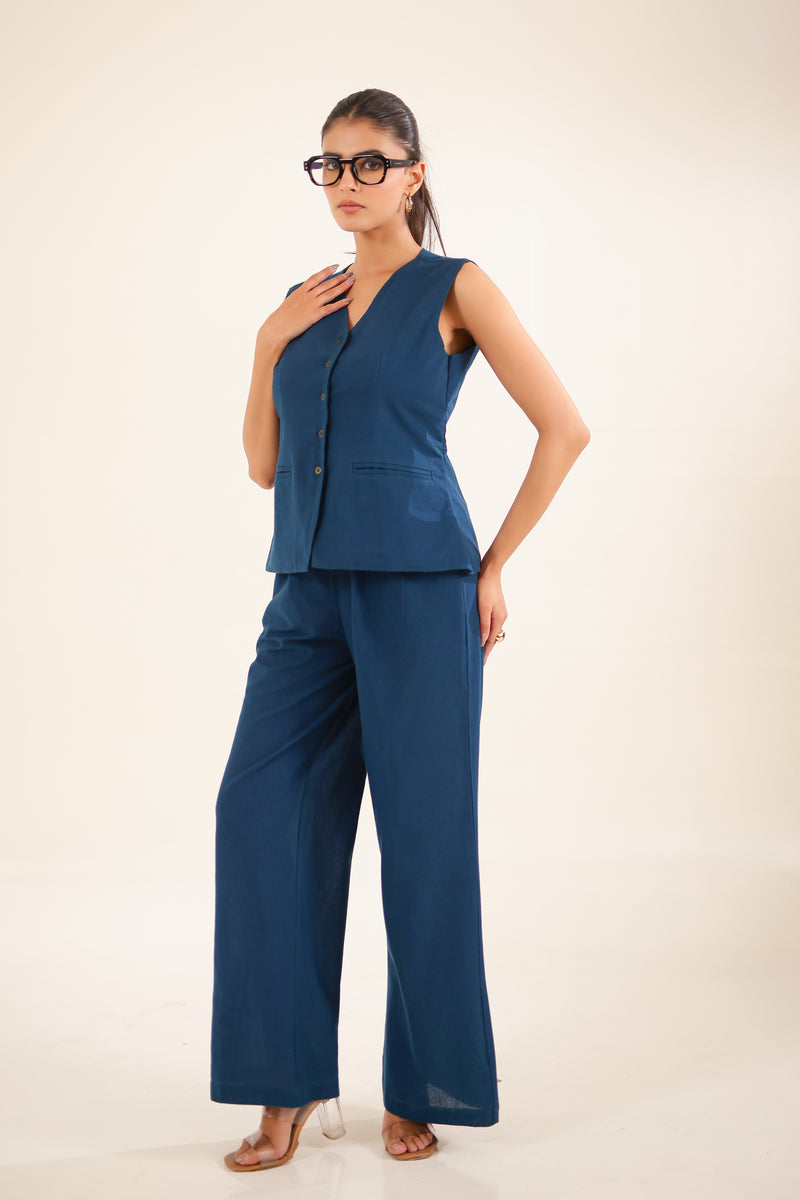 Royal Blue Vest Top And palazzo