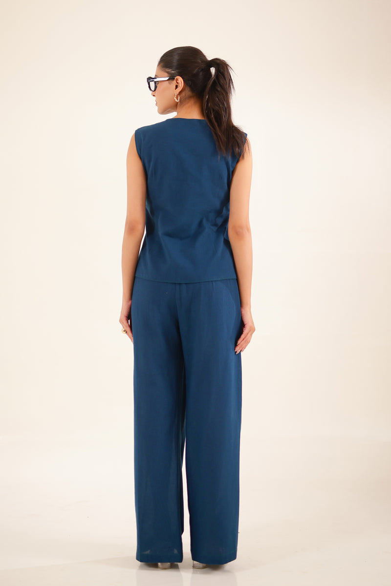 Royal Blue Vest Top And palazzo