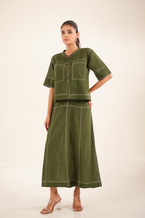 Mehendi Green top shirt and skirt