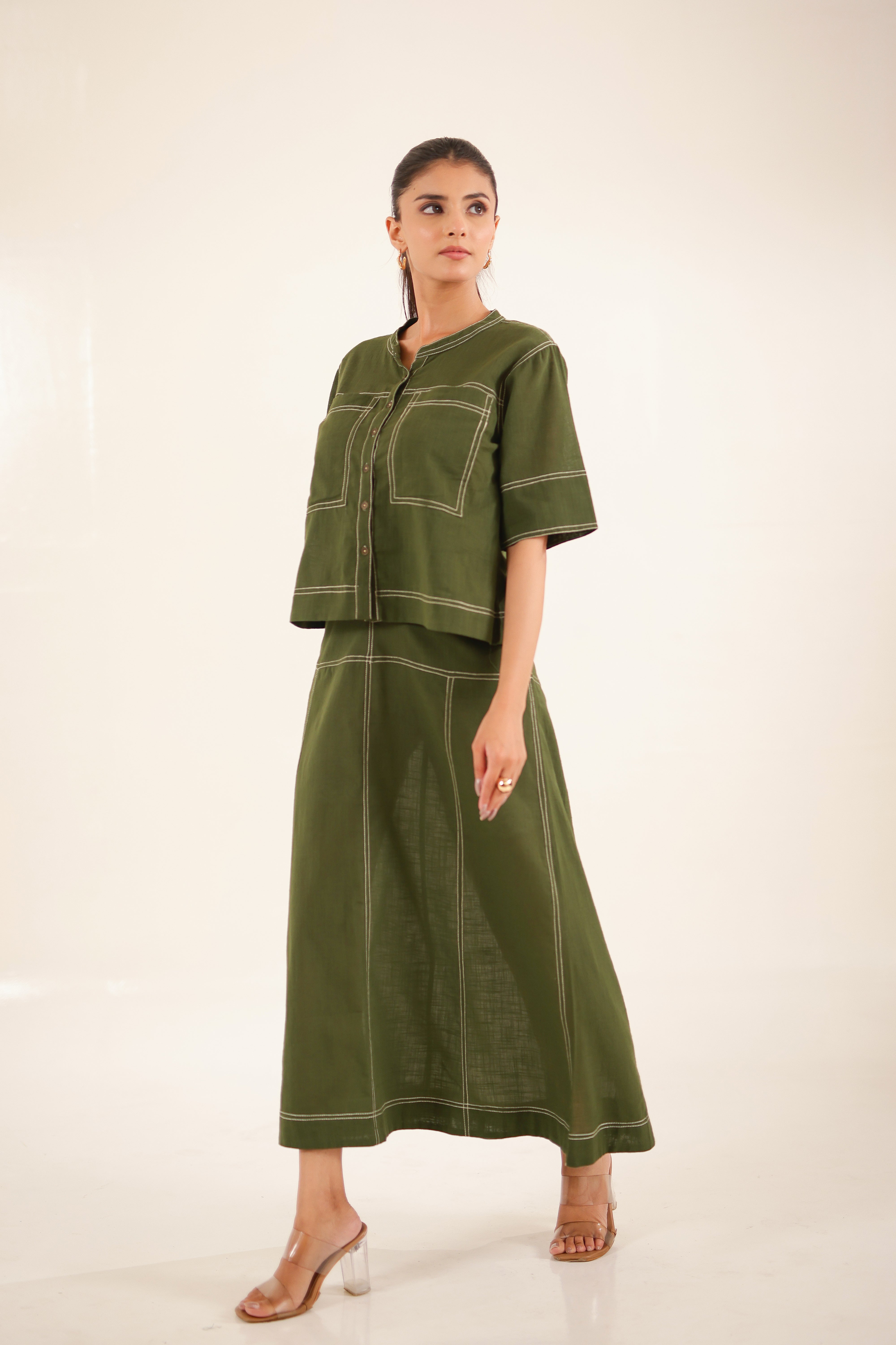 Mehendi Green top shirt and skirt