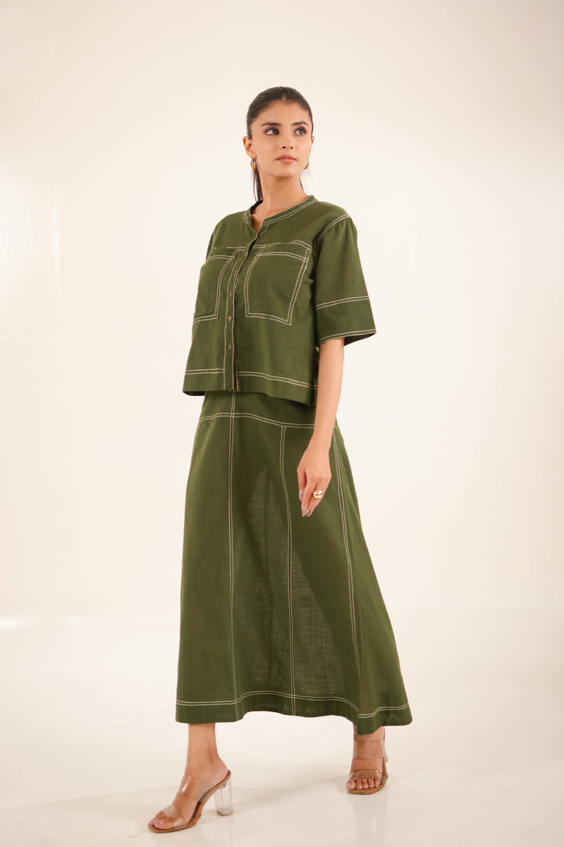 Mehendi Green top shirt and skirt