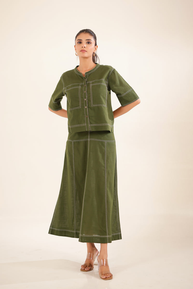 Mehendi Green top shirt and skirt