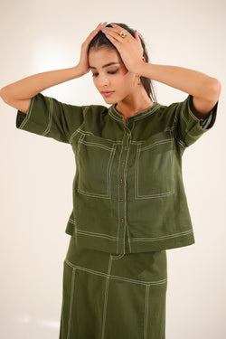 Mehendi Green top shirt and skirt