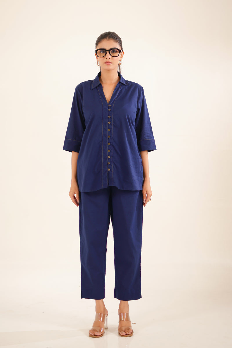 Navy Blue V Shirt & Pant