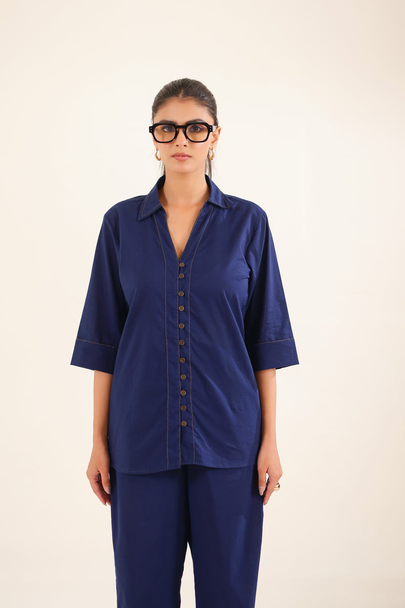 Navy Blue V Shirt & Pant
