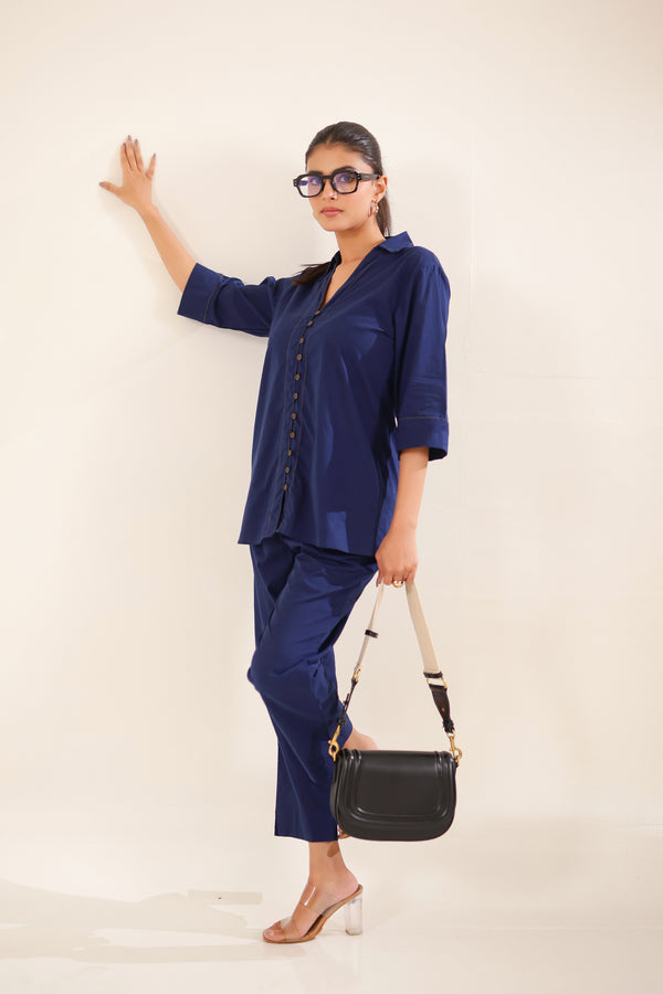 Navy Blue V Shirt & Pant