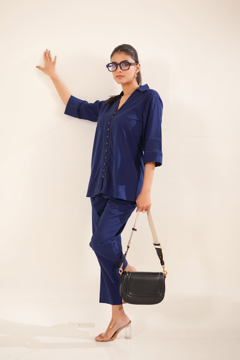 Navy Blue V Shirt & Pant