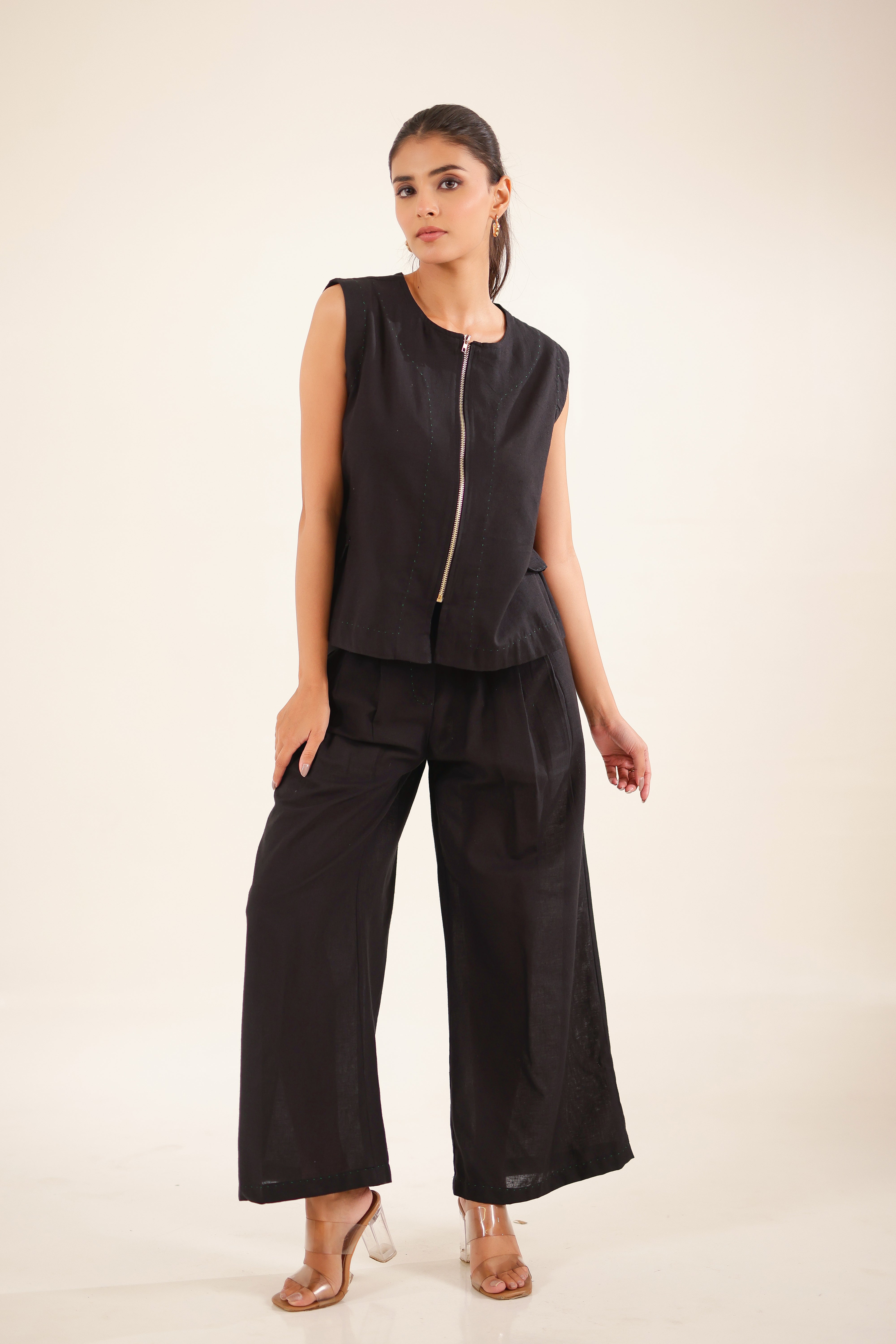 Black Vest Top And palazzo
