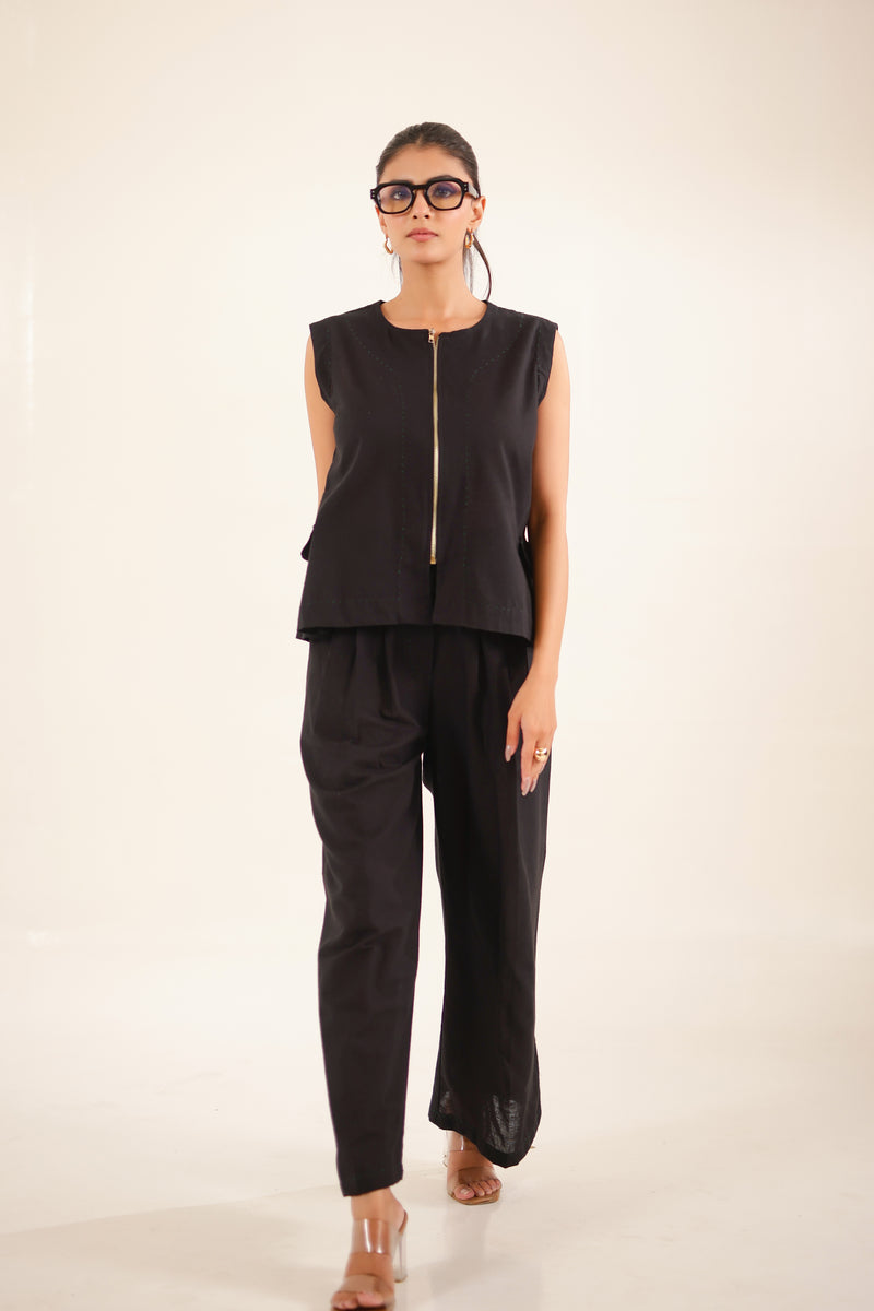 Black Vest Top And palazzo