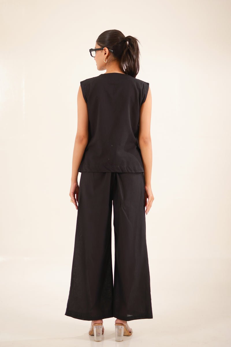Black Vest Top And palazzo