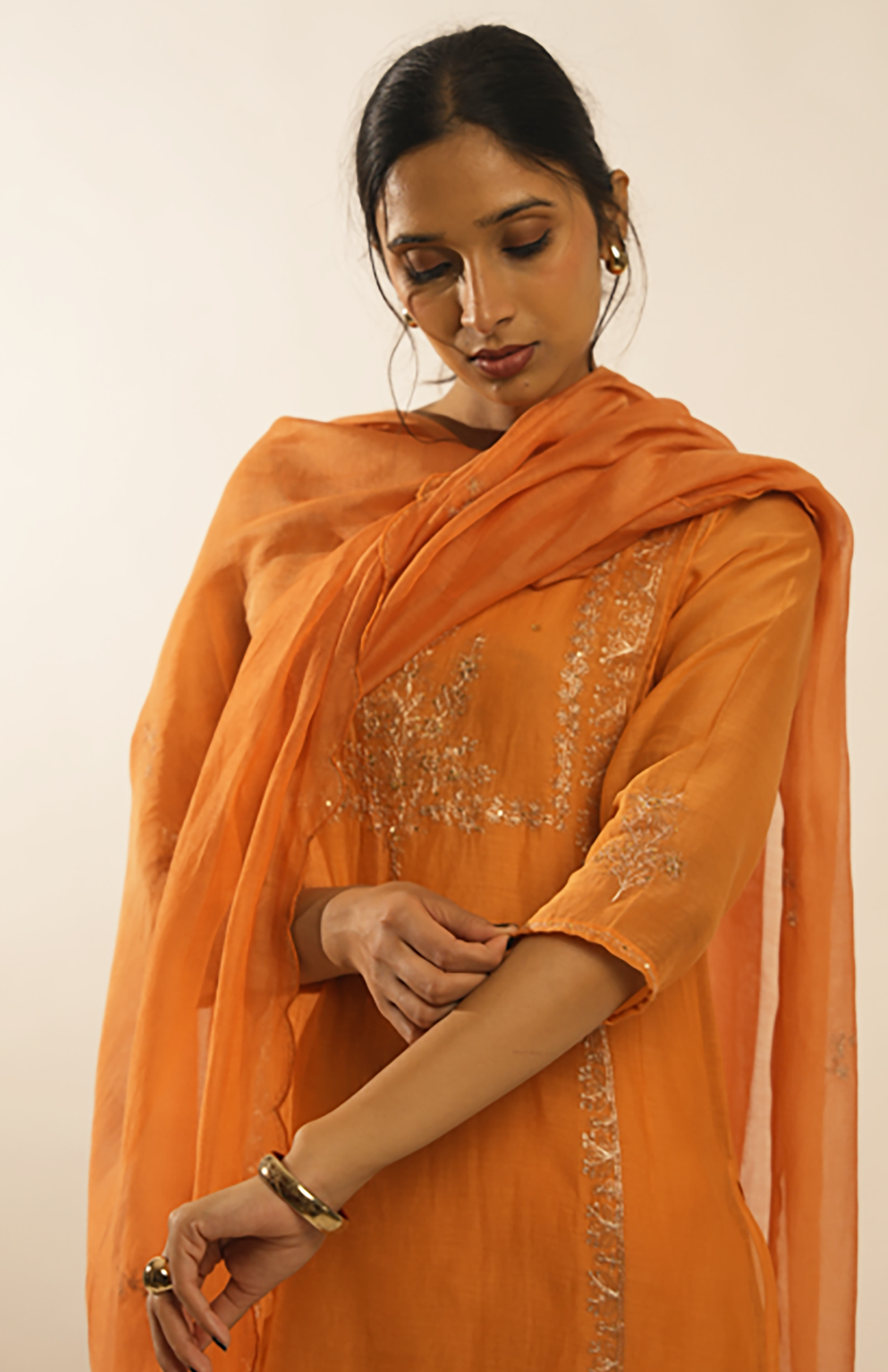 Rust orange Midnight suit set with duppata