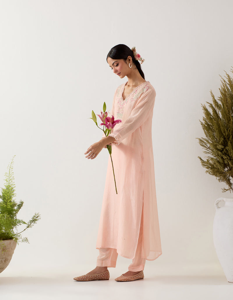 Ivory pink songbird kurta set