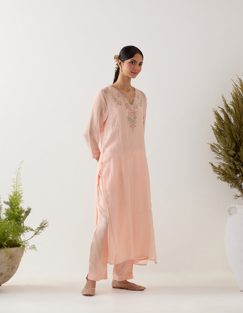 Ivory pink songbird kurta set