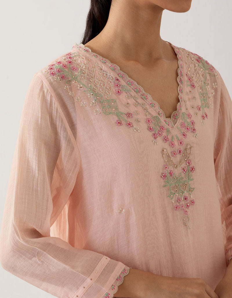 Ivory pink songbird kurta set