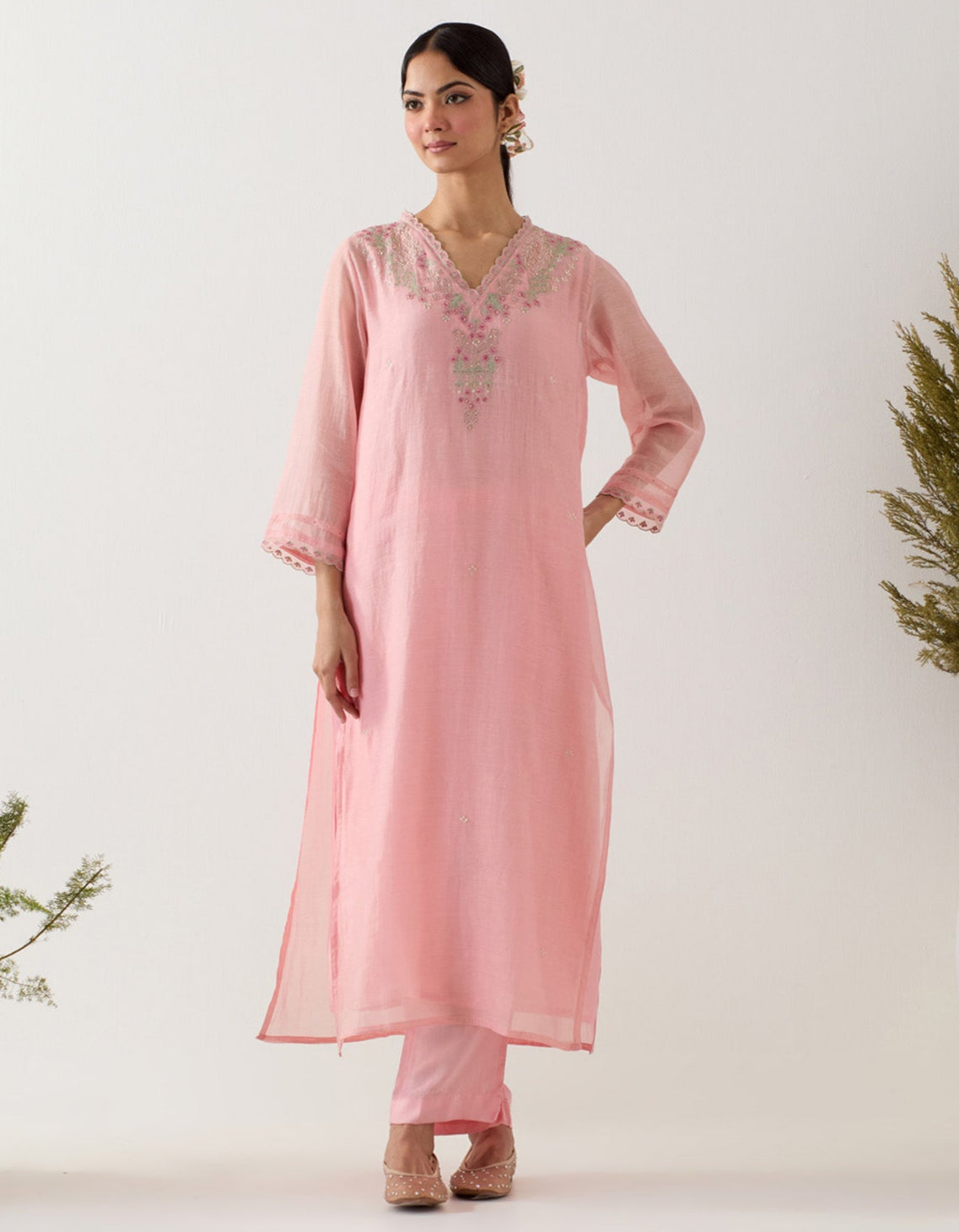 BLUSH PINK SONGBIRD KURTA SET with dupatta