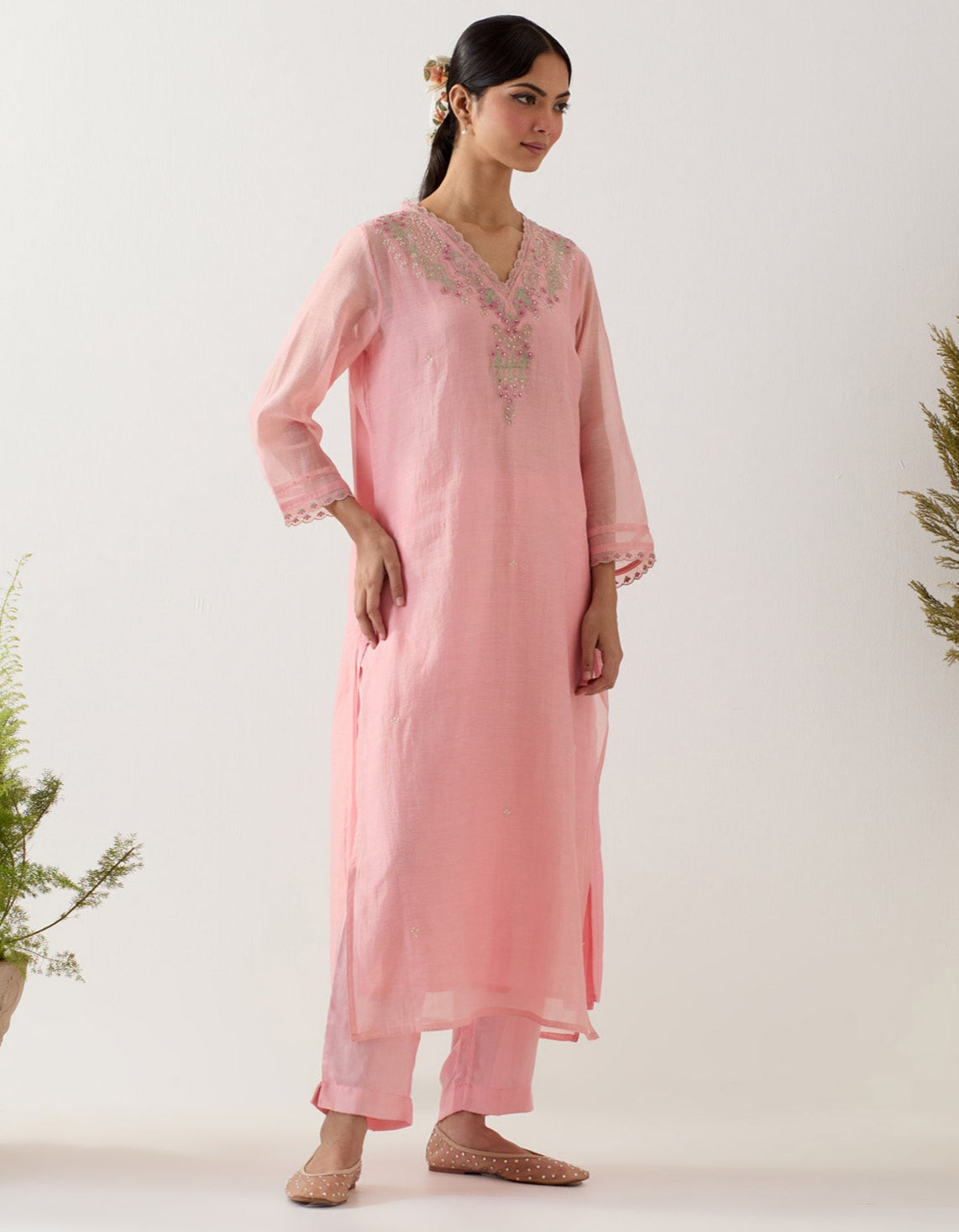 BLUSH PINK SONGBIRD KURTA SET with dupatta