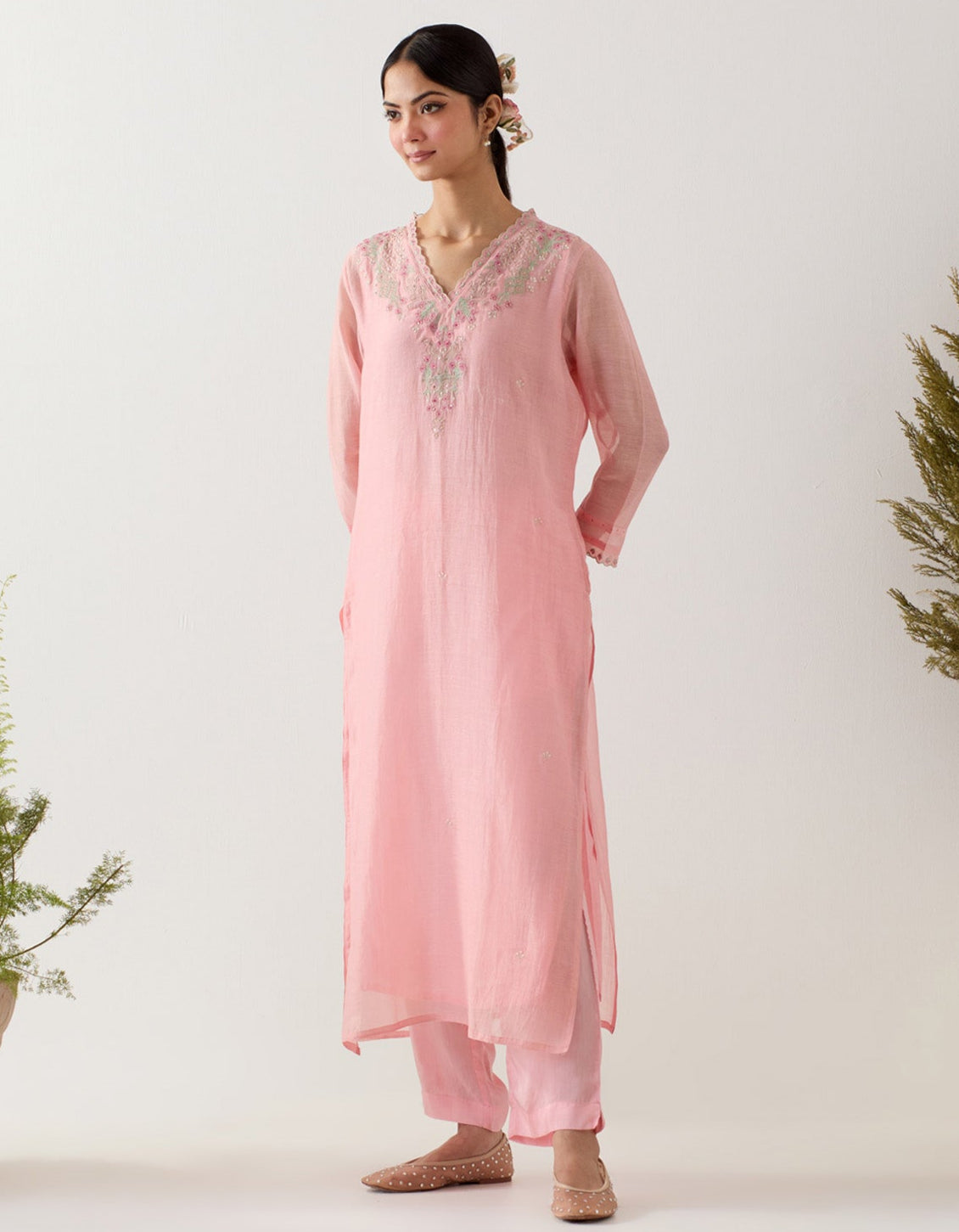 BLUSH PINK SONGBIRD KURTA SET with dupatta