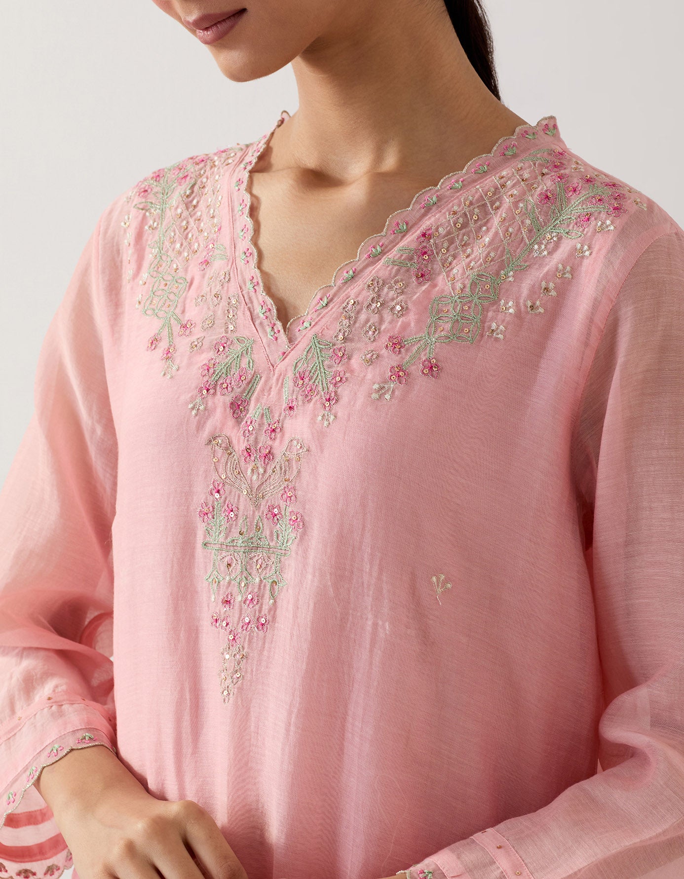 BLUSH PINK SONGBIRD KURTA SET with dupatta
