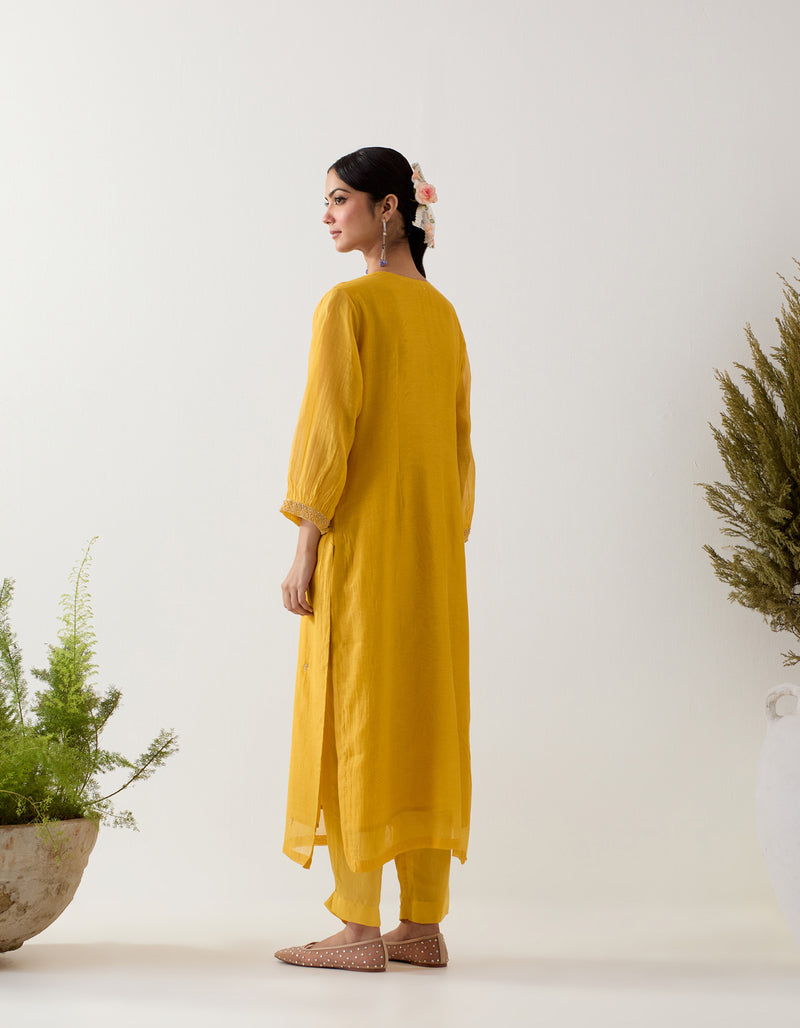 Mustard stardust kurta set