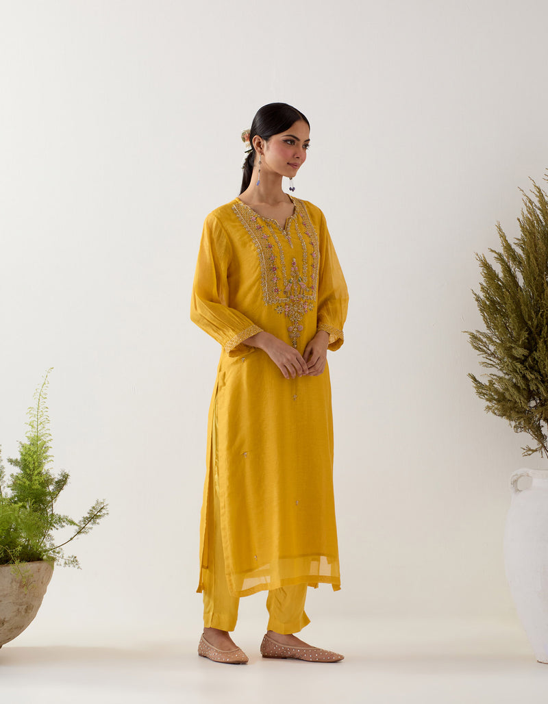 Mustard stardust kurta set