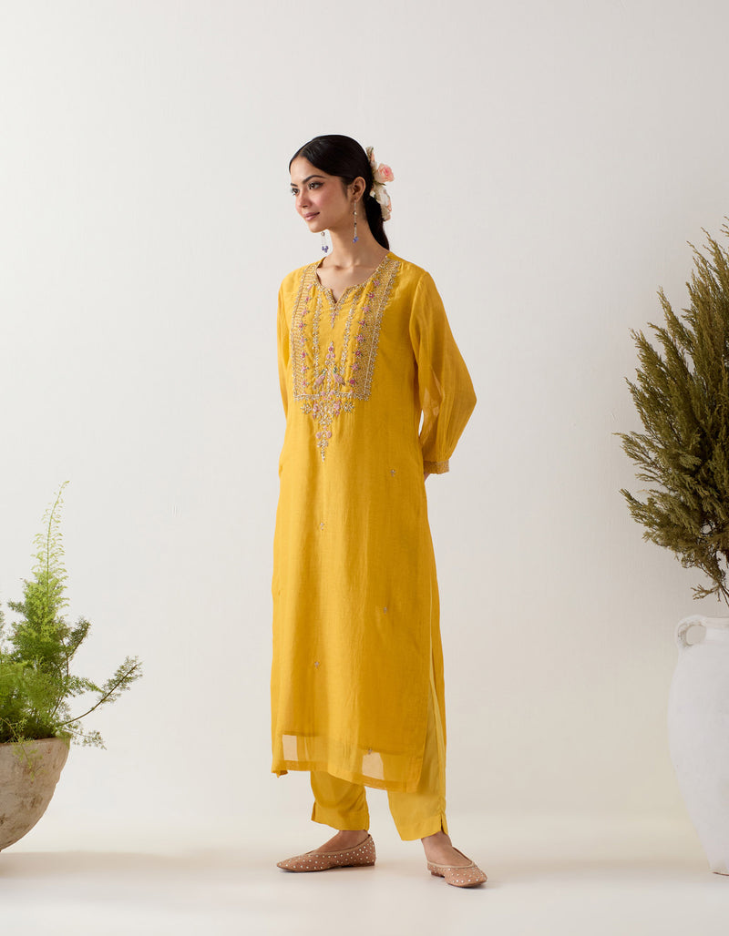 Mustard stardust kurta set