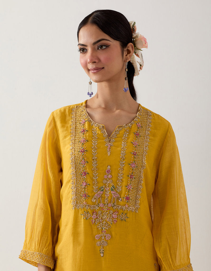 Mustard stardust kurta set