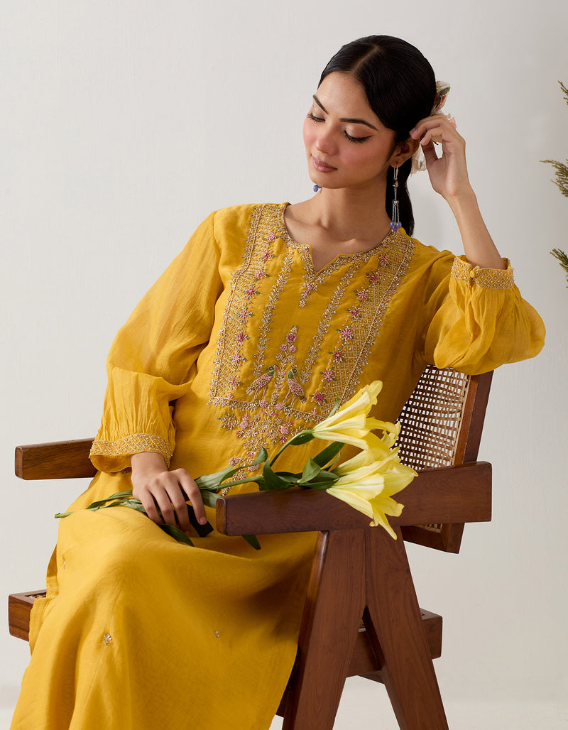 Mustard stardust kurta set