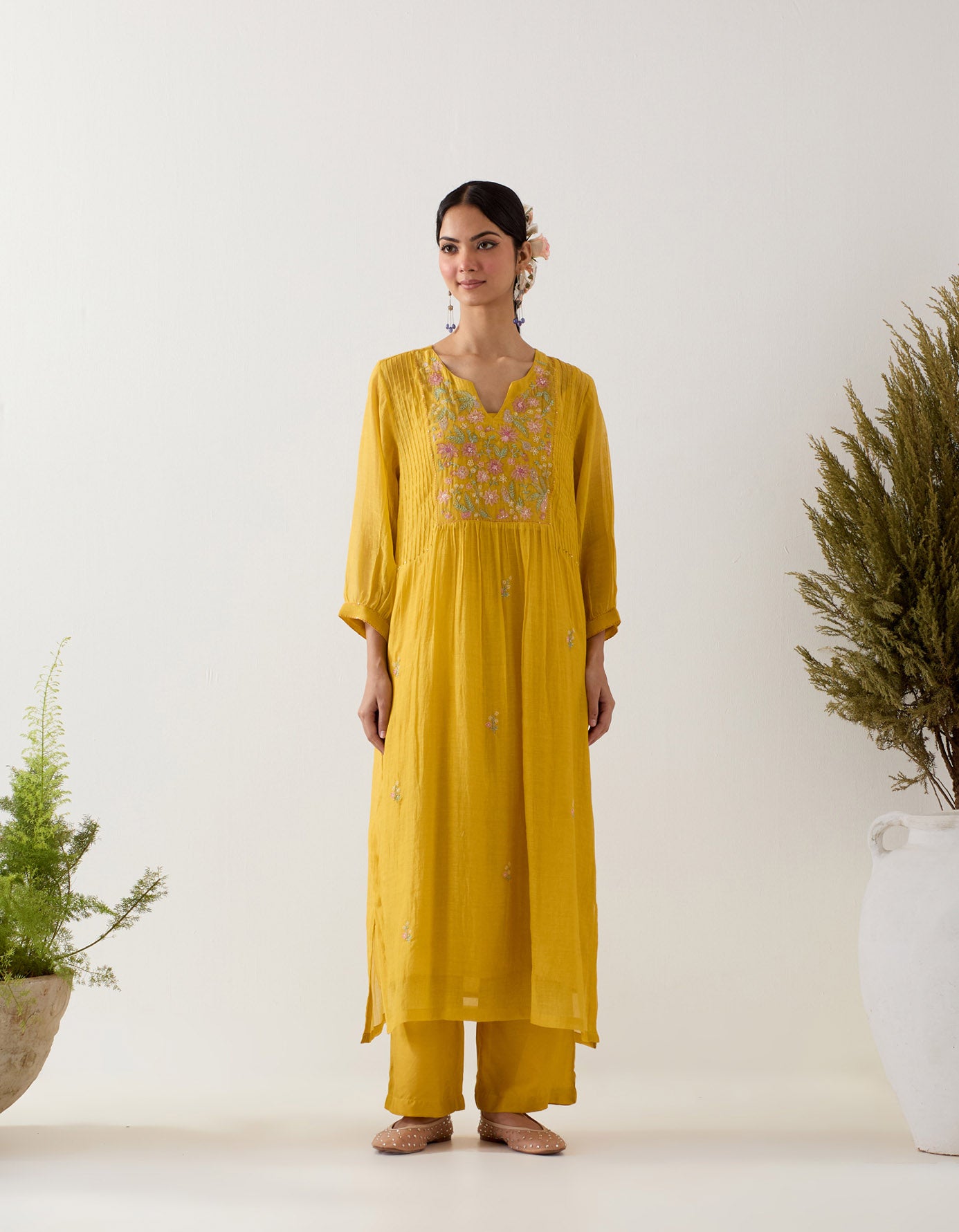 Mustard vineyard kurta set with dupatta
