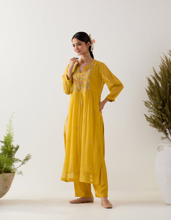 Mustard vineyard kurta set