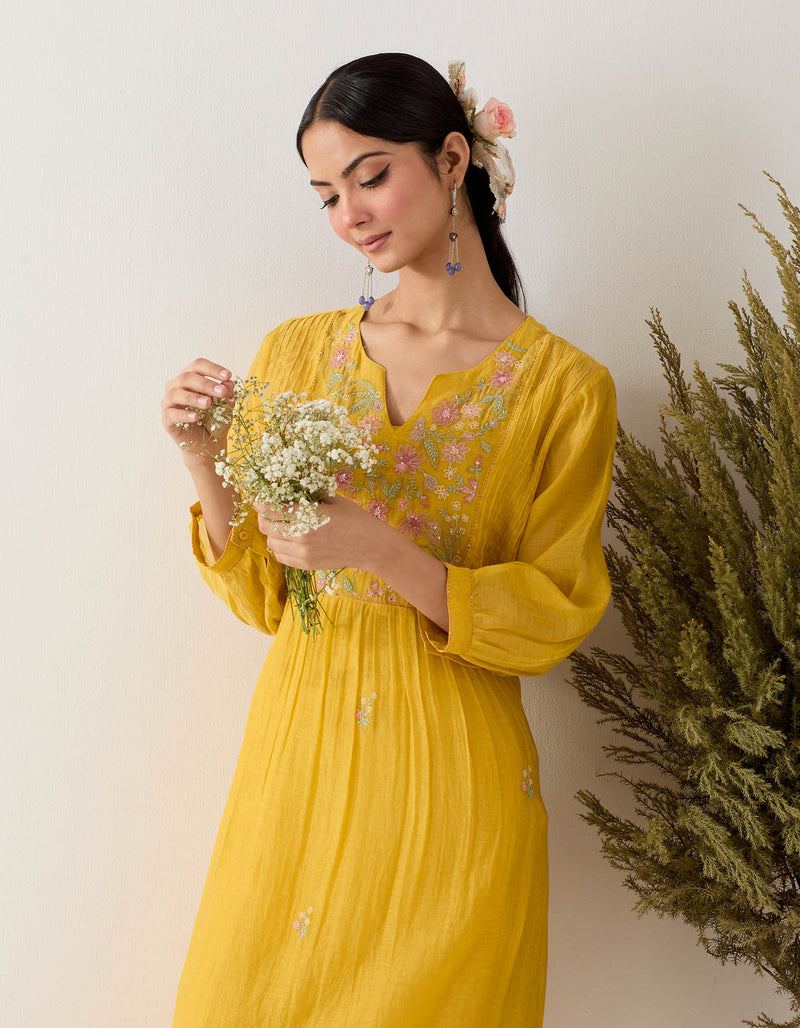 Mustard vineyard kurta set