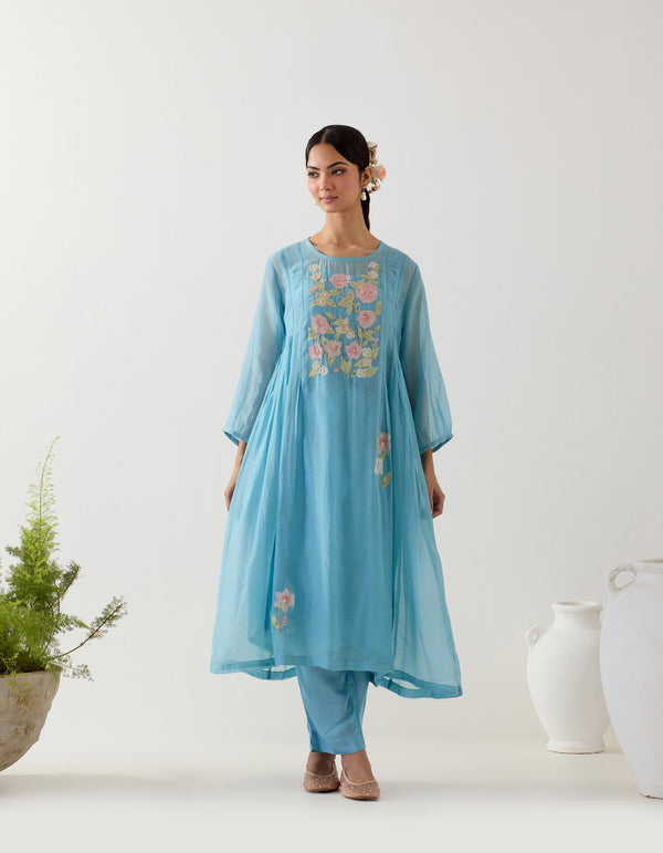 Jodhpur blue applique kurta set