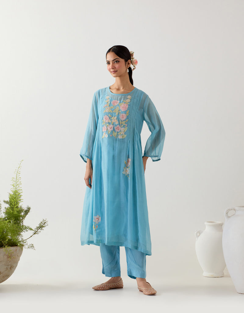 Jodhpur blue applique kurta set