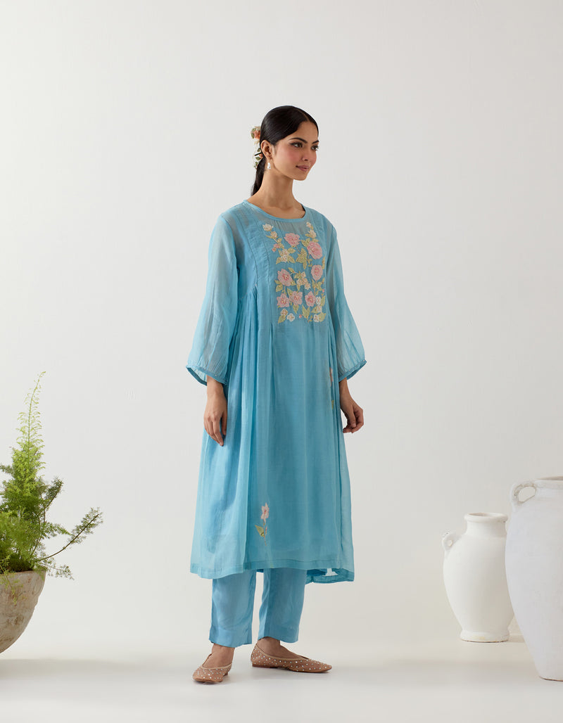 Jodhpur blue applique kurta set