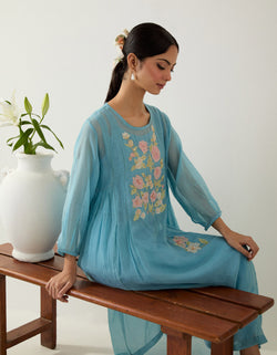 Jodhpur blue applique kurta set