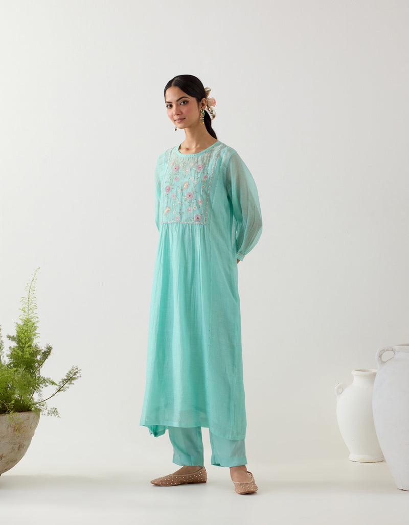 TEAL MARINE LIFE KURTA SET