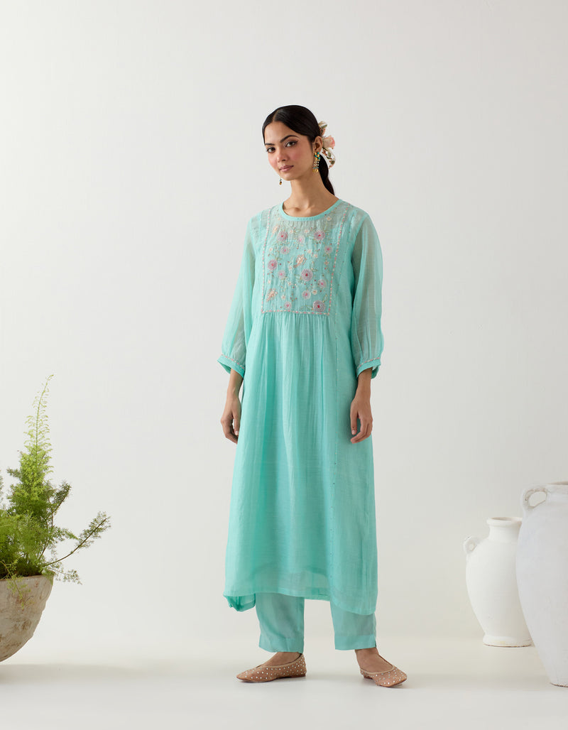 TEAL MARINE LIFE KURTA SET