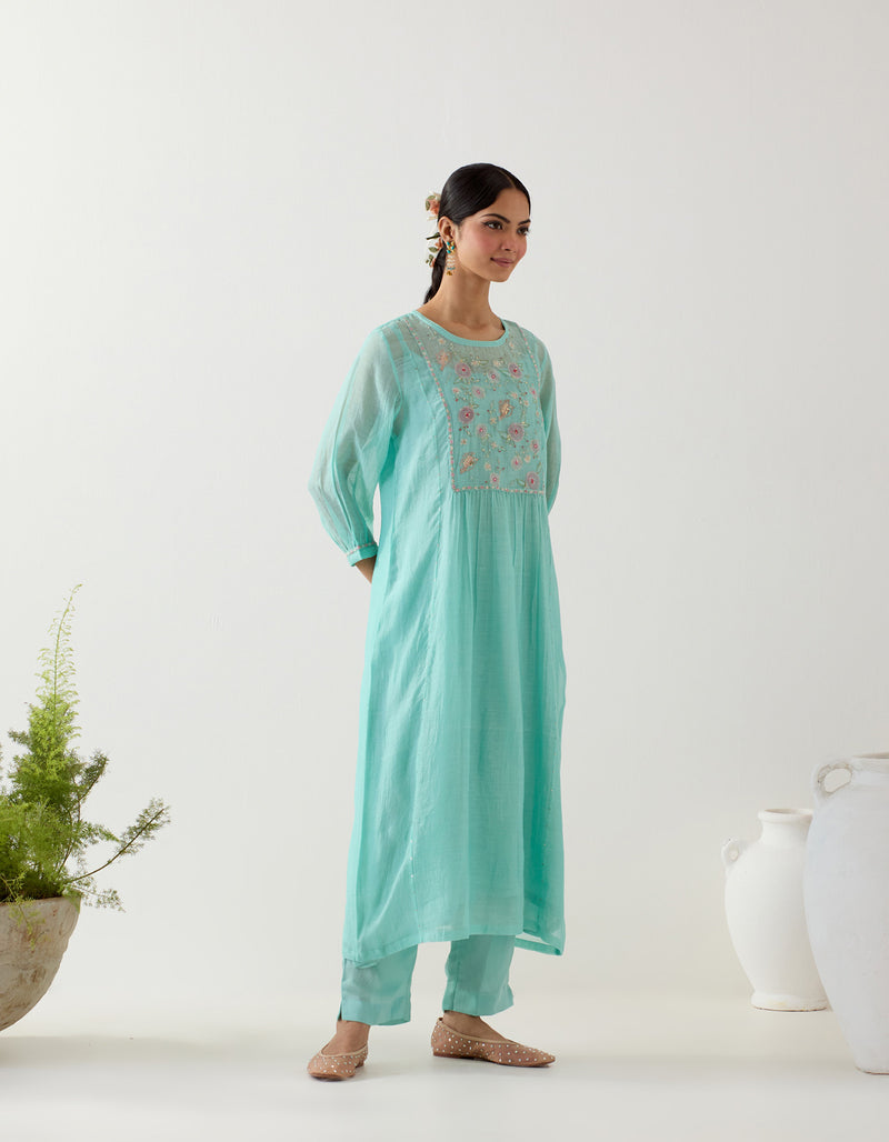 TEAL MARINE LIFE KURTA SET