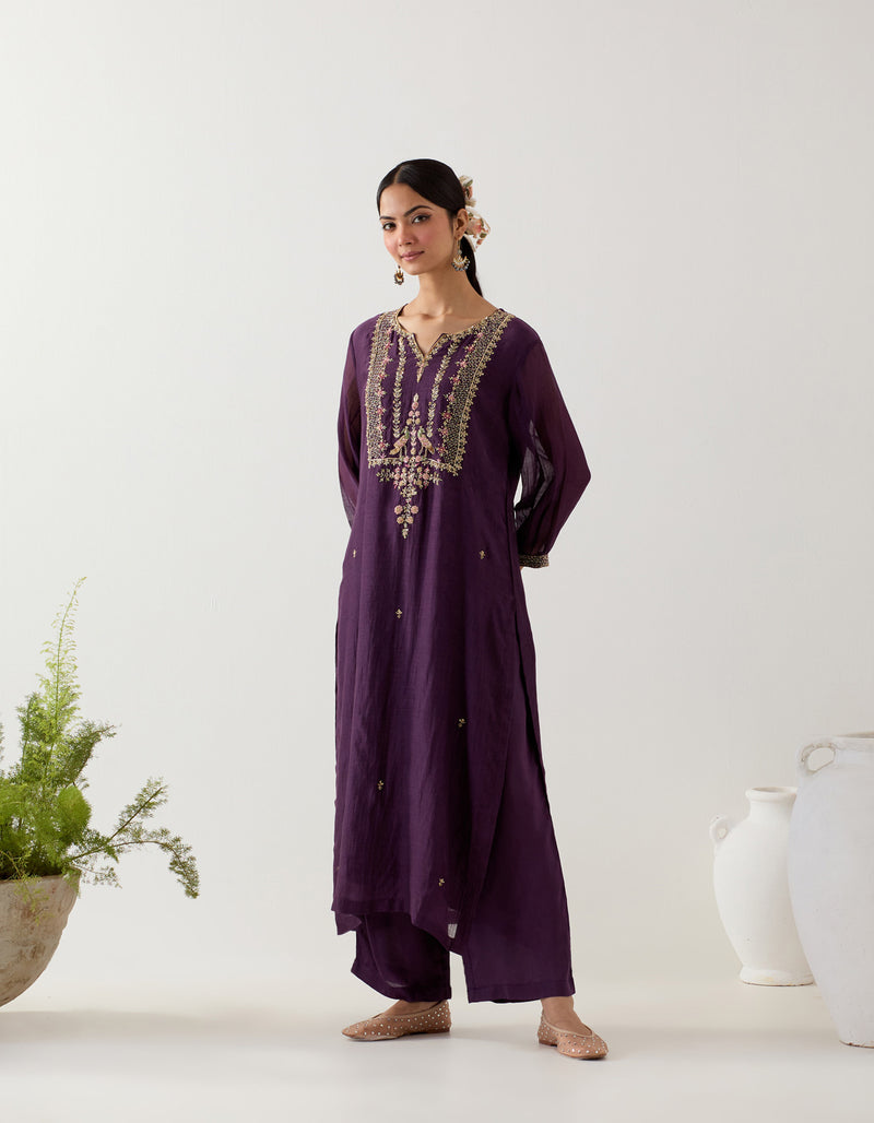 PURPLE STARDUST KURTA SET