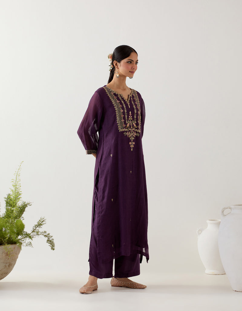 PURPLE STARDUST KURTA SET