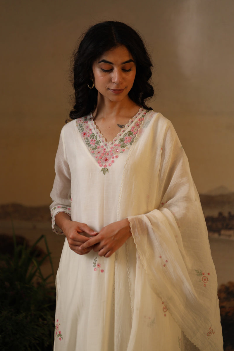 Ivory White Rangoon kurta and pant set