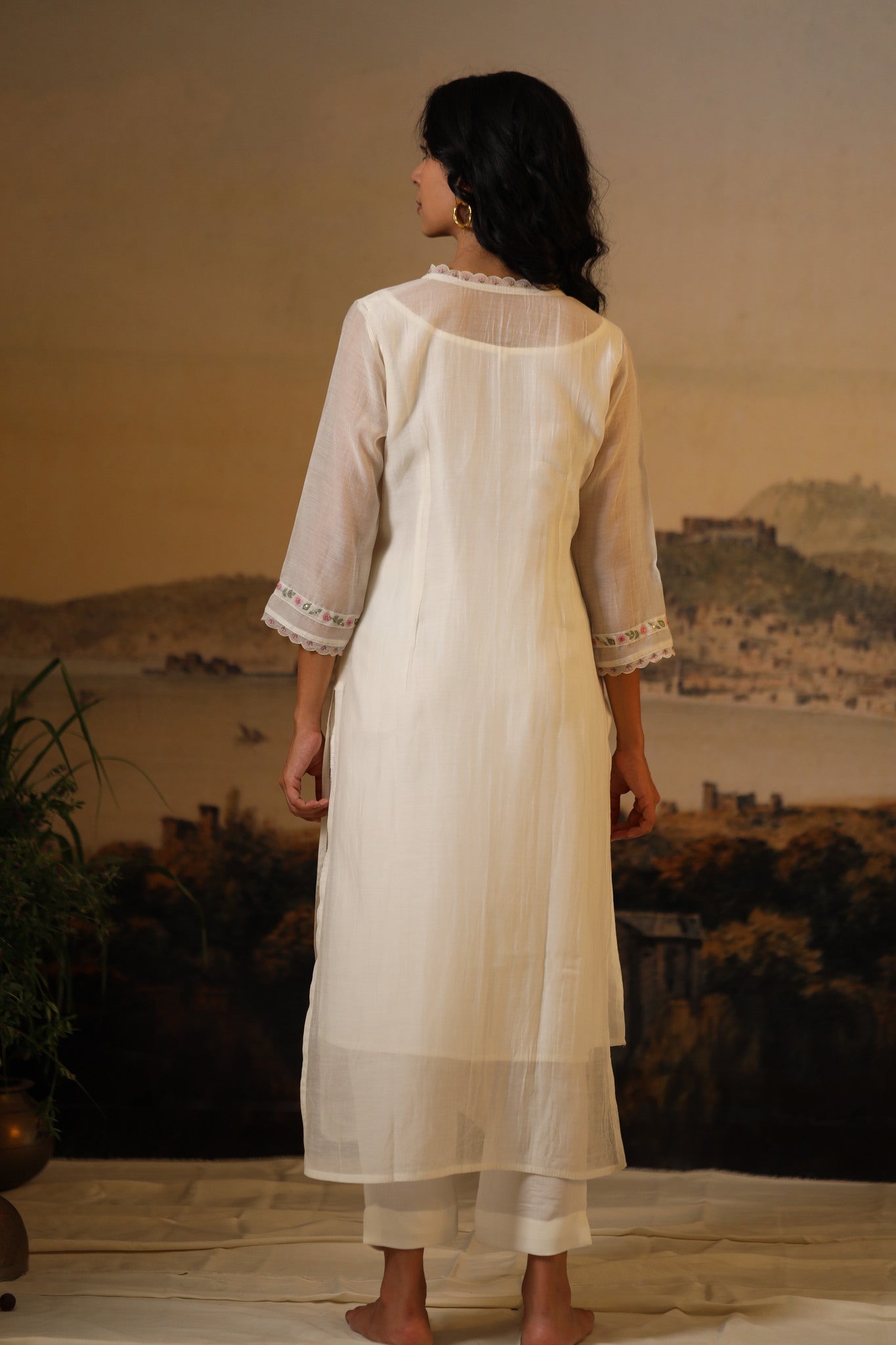 Ivory White Rangoon kurta set with dupatta